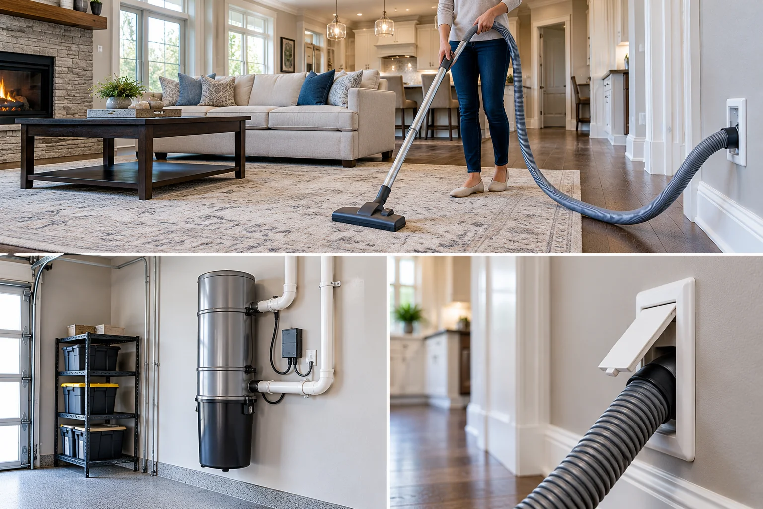Central vacuum equipment and residential installation